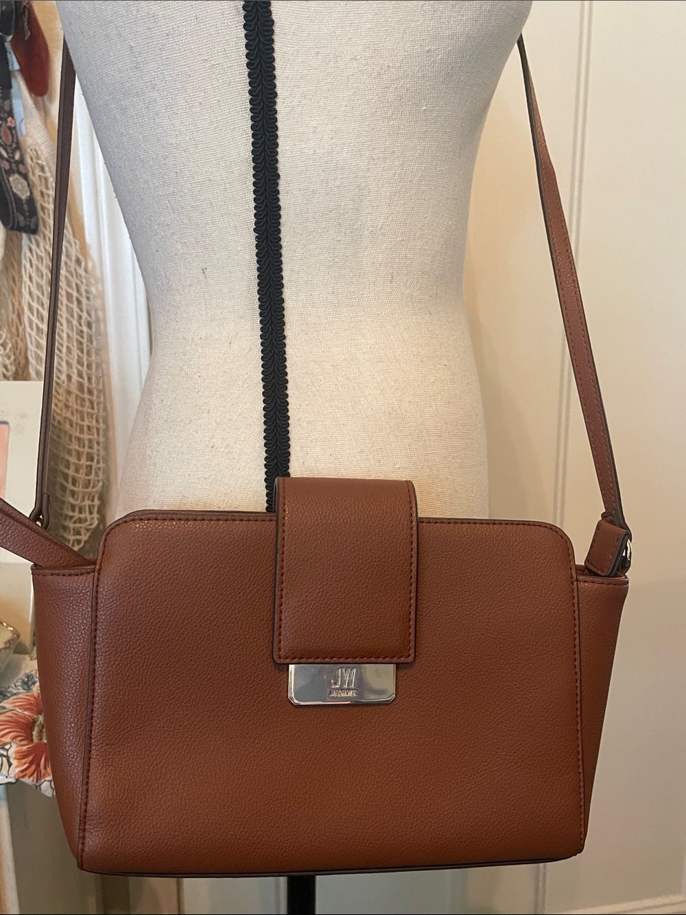 Jason Wu Brown Leather Crossbody Bag with Silver Hardware